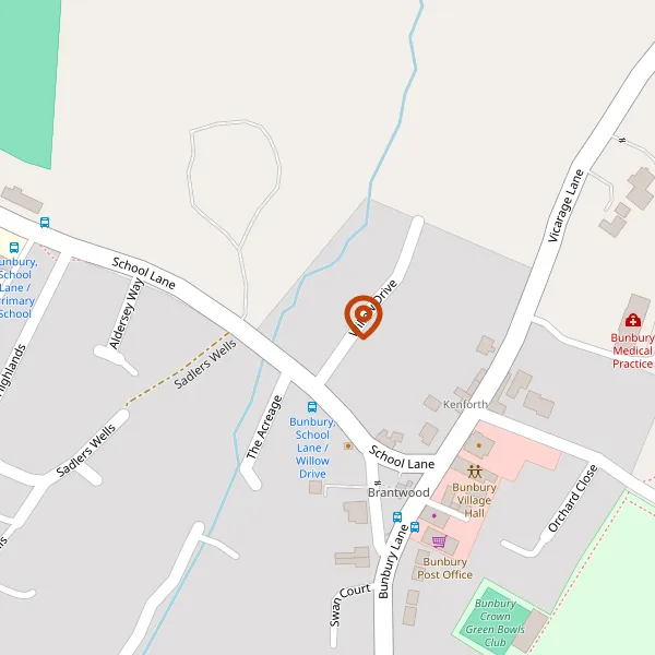 Map showing approximate location: White House, School Lane, Bunbury, Tarporley, Cheshire, CW6 9NX