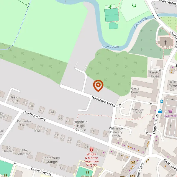 Map showing approximate location: Coach House, 23, Hawthorn Grove, Wilmslow, Cheshire, SK9 5DE