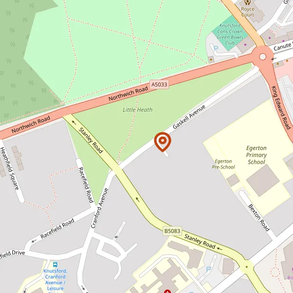 Map showing approximate location: Heath House, 19, Gaskell Avenue, Knutsford, Cheshire, WA16 0DA