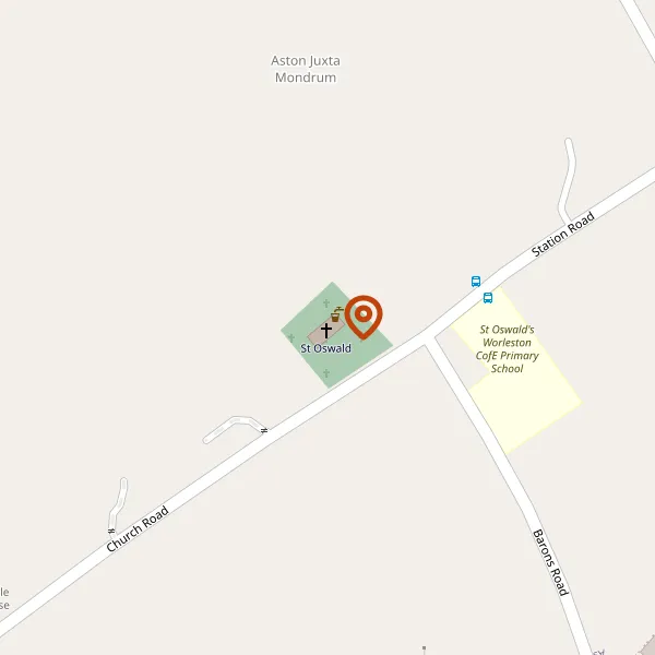 Map showing approximate location: St Oswalds Worleston Ce Primary School, Church Road, Aston Juxta Mondrum, Nantwich, CW5 6DP