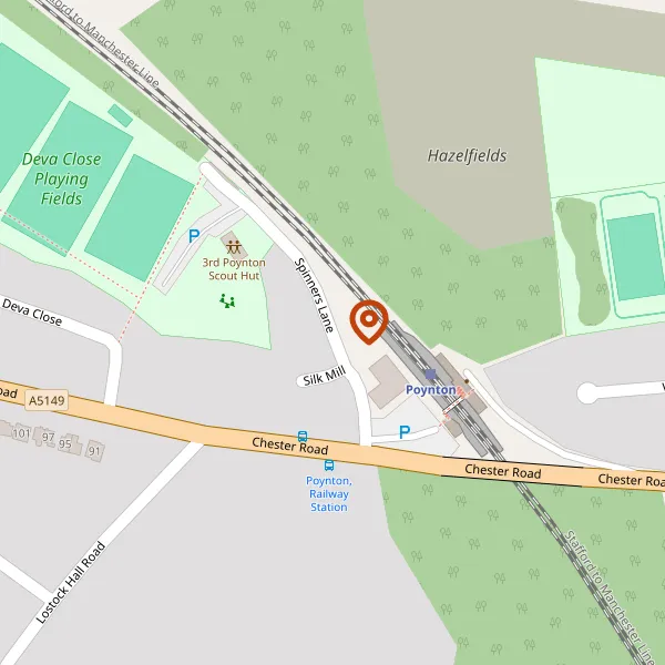 Map showing approximate location: Deva Playing Field, Spinners Lane, Poynton, Cheshire