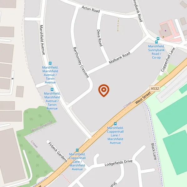 Map showing approximate location: 41, Barthomley Crescent, Crewe, CW2 8TP