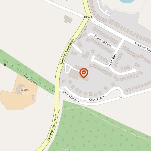 Map showing approximate location: Alsager Court Care Centre Site, Sandbach Road North, Church Lawton, Stoke-On-Trent, ST7 3RG