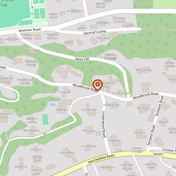 Map showing approximate location: Fern Cottage, Woodbrook Road, Alderley Edge, Wilmslow, Cheshire, SK9 7DB