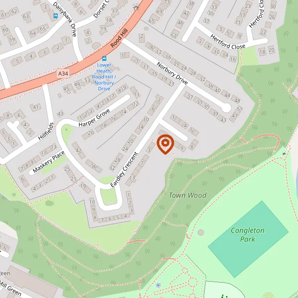 Map showing approximate location: 9, Eardley Crescent, Congleton, CW12 1ND