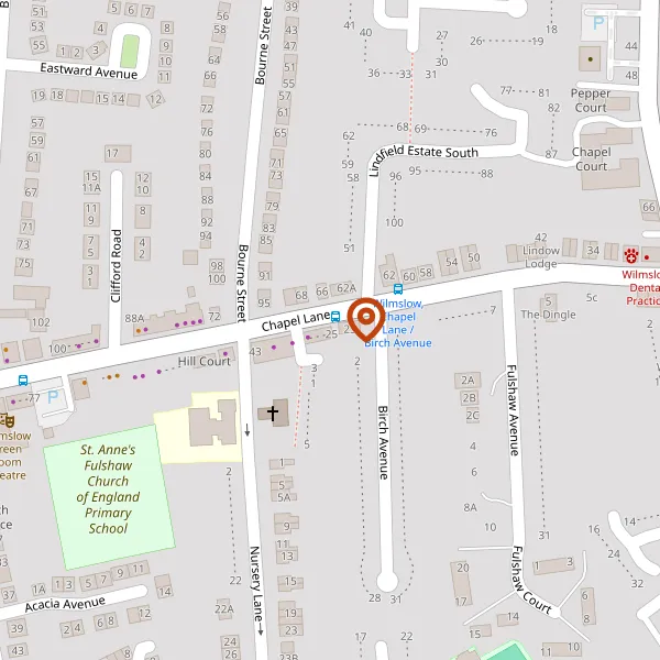 Map showing approximate location: 25, Chapel Lane, Wilmslow, SK9 5HW