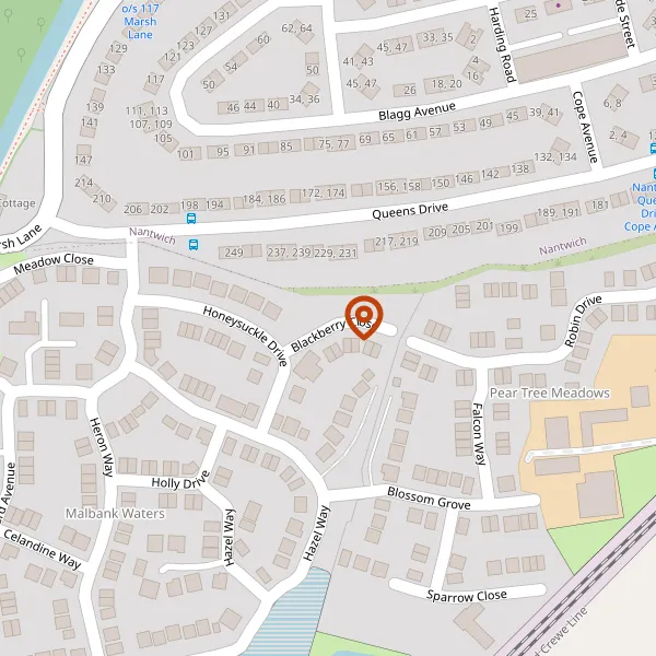 Map showing approximate location: Land Off, Blackberry Close, Edleston