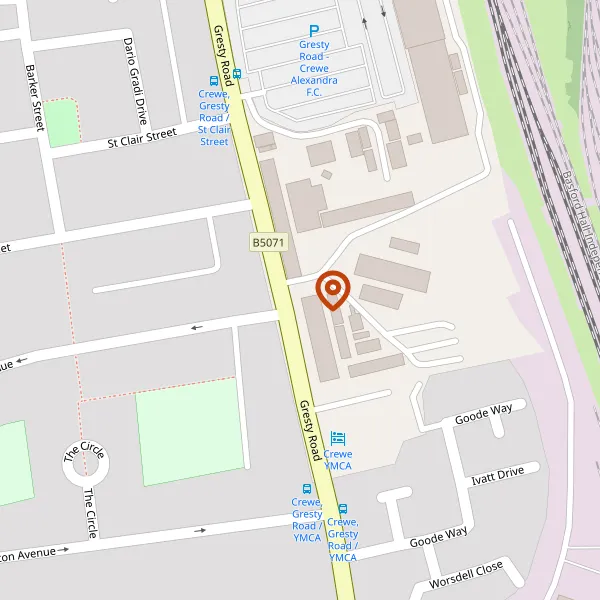 Map showing approximate location: Unipart Rail, Gresty Road, Crewe, CW2 6EH