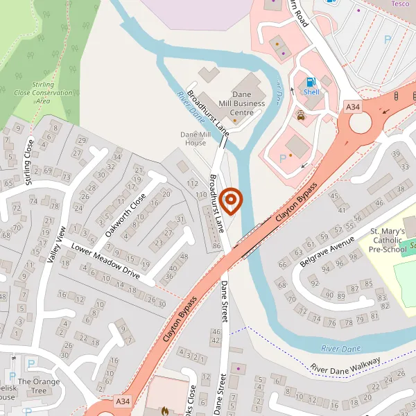 Map showing approximate location: 106, Broadhurst Lane, Congleton, CW12 1LA