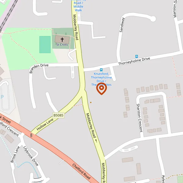 Map showing approximate location: 77, Mobberley Road, Knutsford, Cheshire, WA16 8EQ