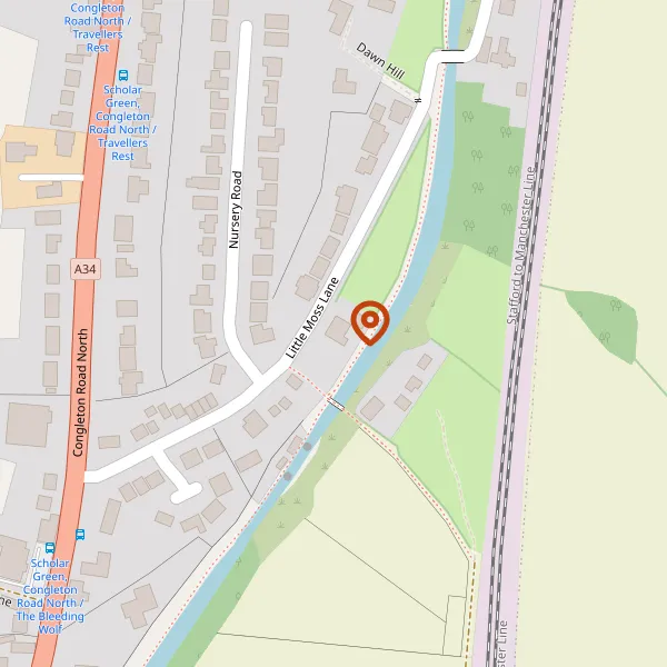 Map showing approximate location: Plot 1, Land Adjacent To 24, Little Moss Lane, Scholar Green, Stoke On Trent, Cheshire, ST7 3BL