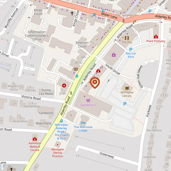 Map showing approximate location: 61-65, Alderley Road, Wilmslow, Cheshire, SK9 1NZ