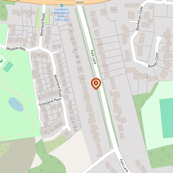 Map showing approximate location: 88, Park Lane, Sandbach, CW11 1EP