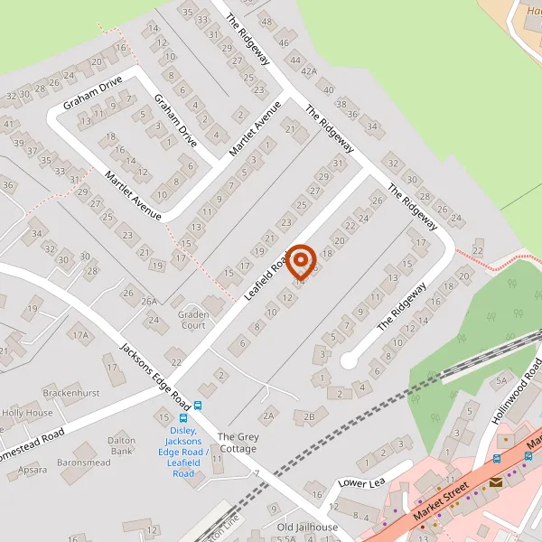 Map showing approximate location: 10, Leafield Road, Disley, Cheshire, SK12 2JF