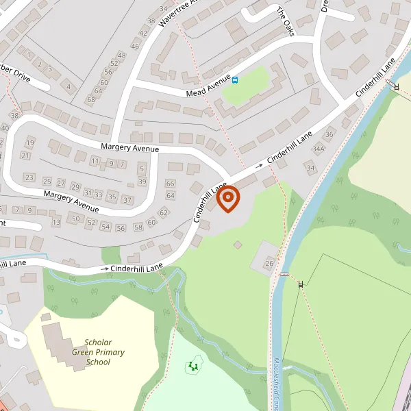 Map showing approximate location: 12, Cinderhill Lane, Scholar Green, ST7 3HX