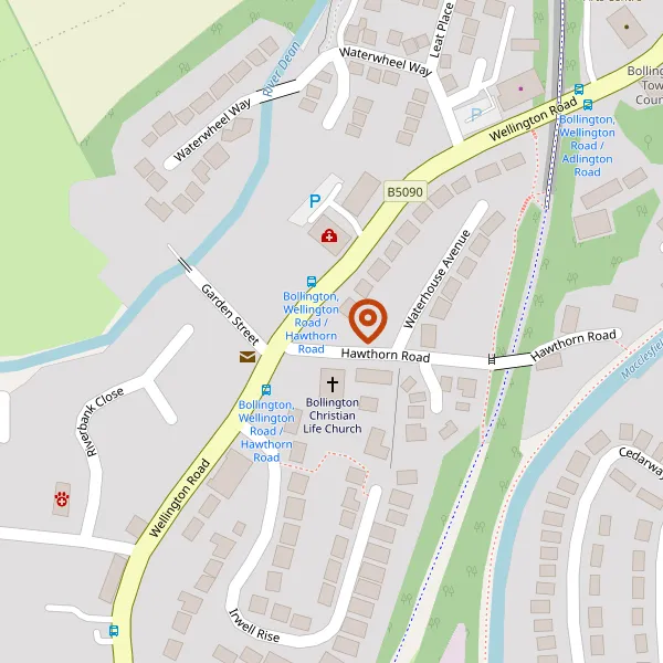 Map showing approximate location: 2, Hawthorn Road, Bollington, Macclesfield, Cheshire, SK10 5JN