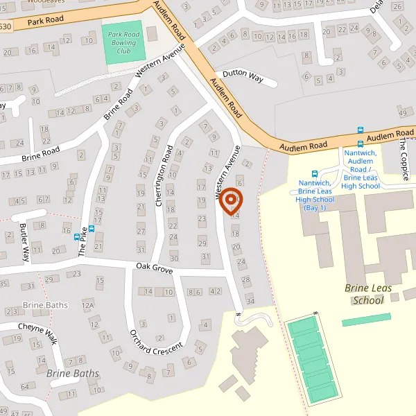 Map showing approximate location: 21, Western Avenue, Nantwich, Cheshire East, CW5 7AJ