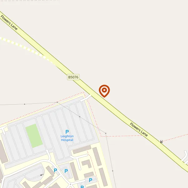 Map showing approximate location: Land At, Flowers Lane, Leighton