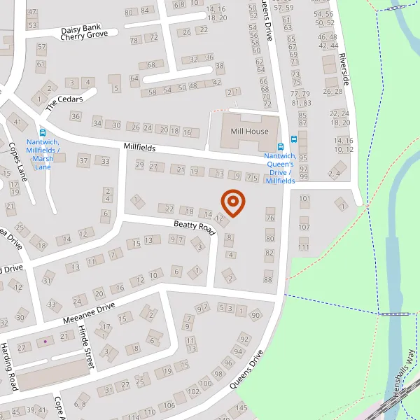 Map showing approximate location: 12, Beatty Road, Nantwich, Cheshire, CW5 5JP