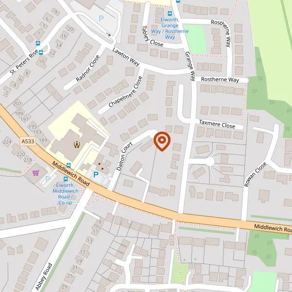 Map showing approximate location: 7, Dalton Court, Sandbach, CW11 1YD