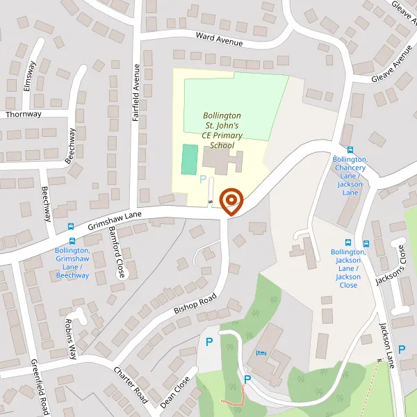 Map showing approximate location: Bollington St Johns Ce Primary School, Grimshaw Lane, Bollington, Macclesfield, Cheshire, SK10 5LY