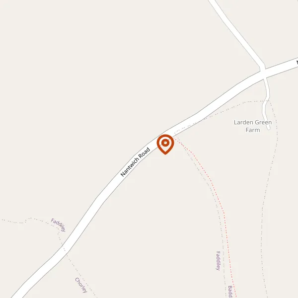 Map showing approximate location: Gables Farm, Springe Lane, Faddiley, Cheshire, Cw5 8Jp