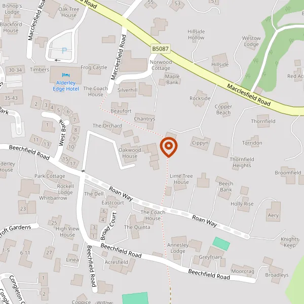 Map showing approximate location: Beechfield House, Beechfield Road, Alderley Edge, SK9 7AU