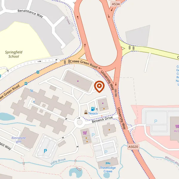 Map showing approximate location: Swansway Jaguar Crewe, Beswick Drive, Crewe, CW1 5NP