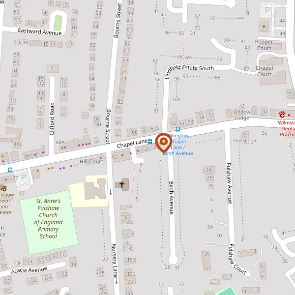 Map showing approximate location: 25, Chapel Lane, Wilmslow, SK9 5HW