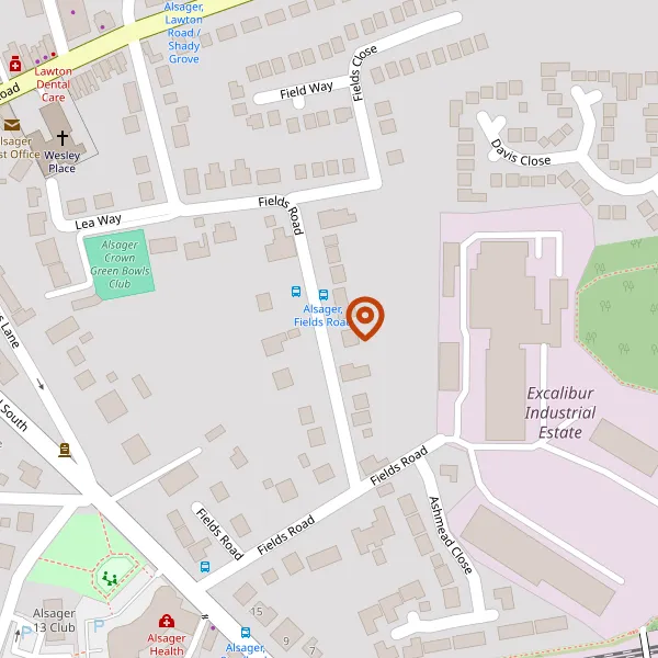 Map showing approximate location: 47, Fields Road, Alsager, Stoke On Trent, Cheshire, ST7 2NA