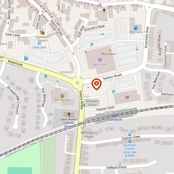 Map showing approximate location: Railway Hotel, Pillory Street, Nantwich, CW5 5SS