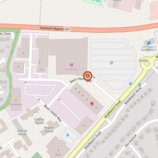 Map showing approximate location: Telecommunication Tower, Beam Heath Way, Nantwich