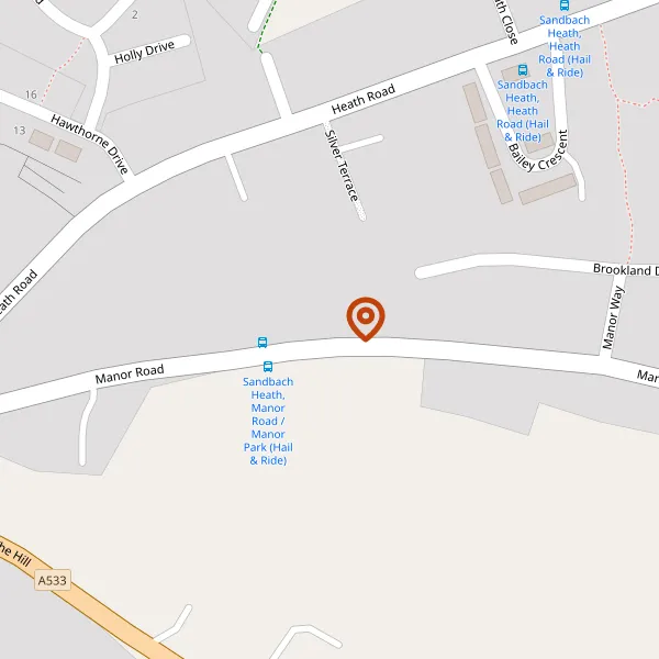 Map showing approximate location: Brambletye, 1A, Manor Road, Sandbach, CW11 2ND