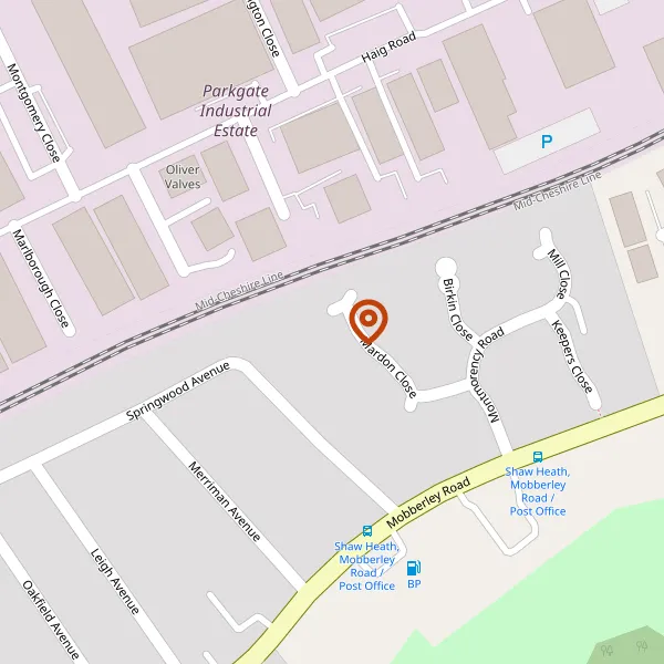 Map showing approximate location: 27, Mardon Close, Knutsford, Cheshire, WA16 8XT