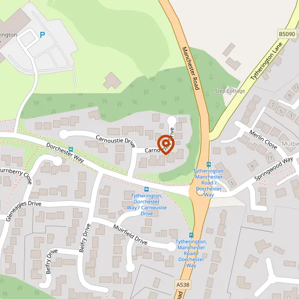 Map showing approximate location: 21, Carnoustie Drive, Macclesfield, Cheshire, SK10 2TB