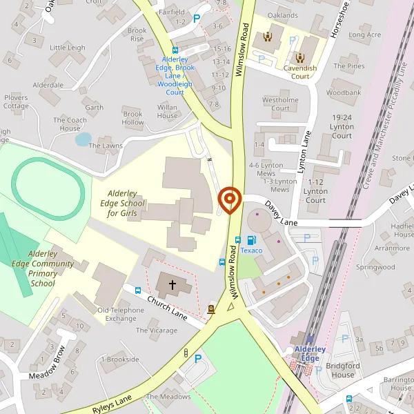 Map showing approximate location: Alderley Edge School For Girls, Wilmslow Road, Alderley Edge, SK9 7QE