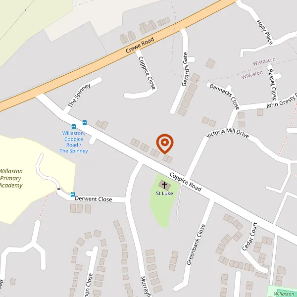 Map showing approximate location: 62, Coppice Road, Willaston, CW5 6QD