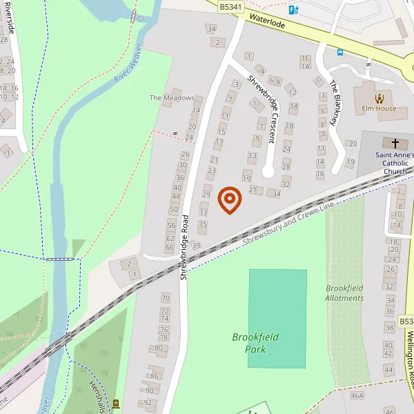 Map showing approximate location: 31, Shrewbridge Road, Nantwich, Cheshire, CW5 5TG