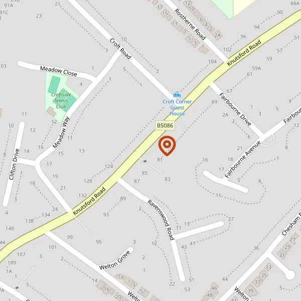 Map showing approximate location: 83, Knutsford Road, Alderley Edge, Wilmslow, Cheshire, SK9 7SH