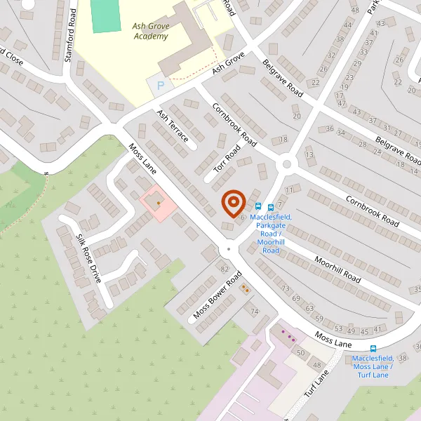 Map showing approximate location: 89, Moss Lane, Macclesfield, SK11 7XH