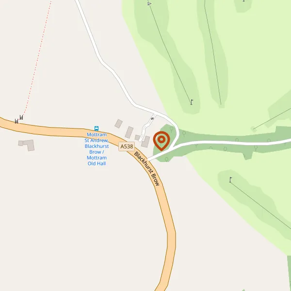 Map showing approximate location: St Andrews Cottage, Wilmslow Road, Mottram St Andrew, Cheshire, SK10 4QT