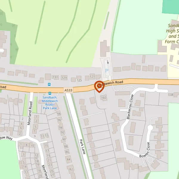 Map showing approximate location: Land South Of Middlewich Road And East Of, Abbey Road, Sandbach