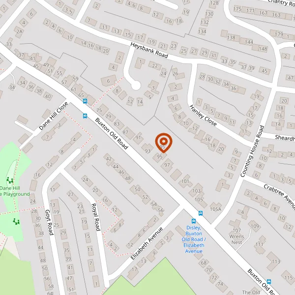 Map showing approximate location: 93, Buxton Old Road, Disley, Cheshire, SK12 2BN