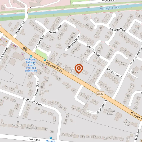 Map showing approximate location: Mossley House Lodge, Biddulph Road, Congleton, CW12 3LQ