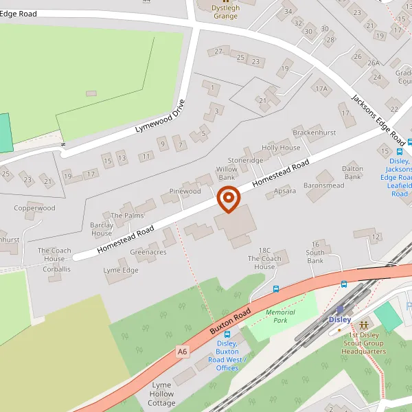 Map showing approximate location: Greenacres, Homestead Road, Disley, Stockport, Cheshire, SK12 2JN