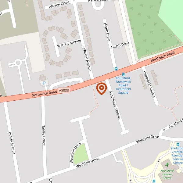 Map showing approximate location: 25, Northwich Road, Knutsford, WA16 0AB