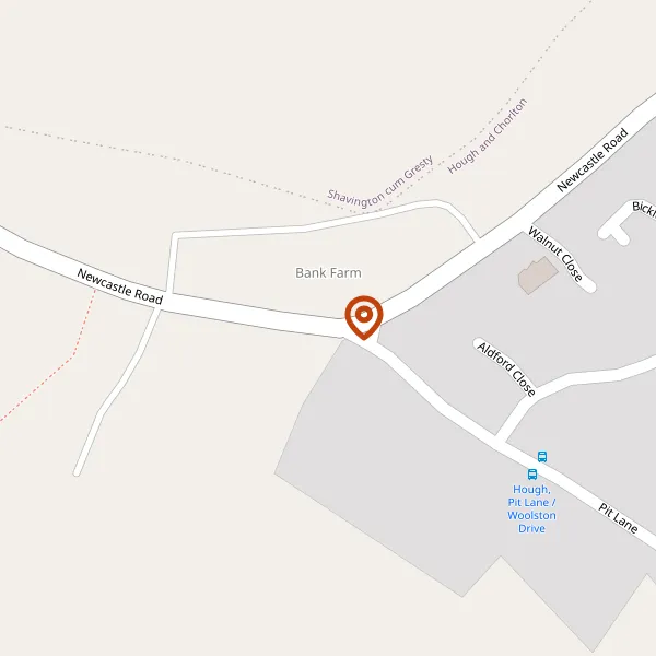 Map showing approximate location: Oakdene, Newcastle Road, Willaston, CW5 7EL