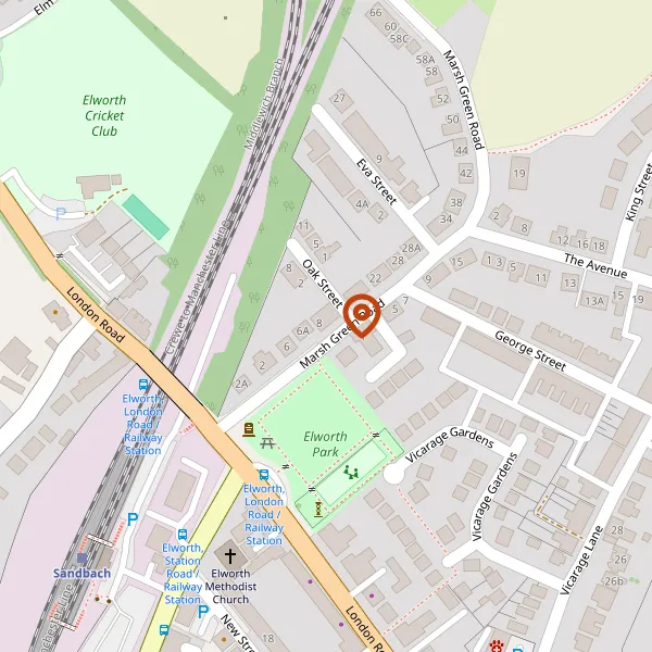 Map showing approximate location: 8, Oak Street, Sandbach, Cheshire, CW11 3BJ