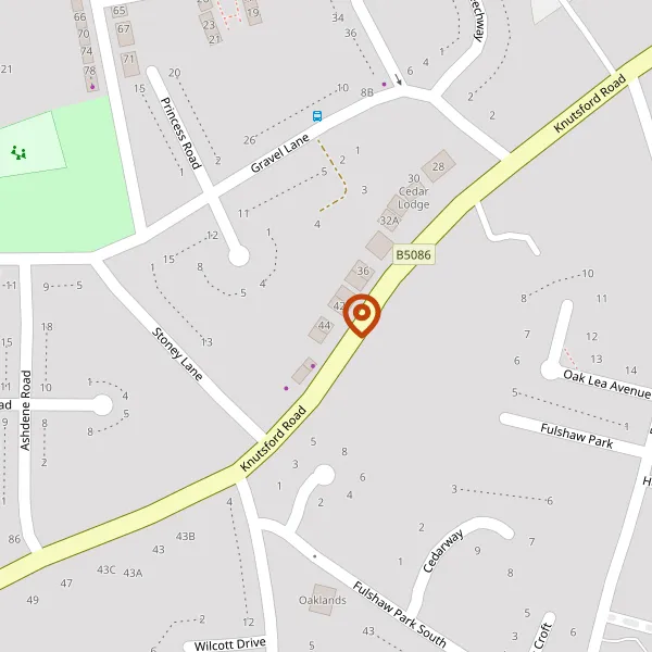 Map showing approximate location: 44, Knutsford Road, Wilmslow, Cheshire, SK9 6JB