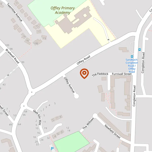 Map showing approximate location: 23, Offley Road, Sandbach, CW11 1GY